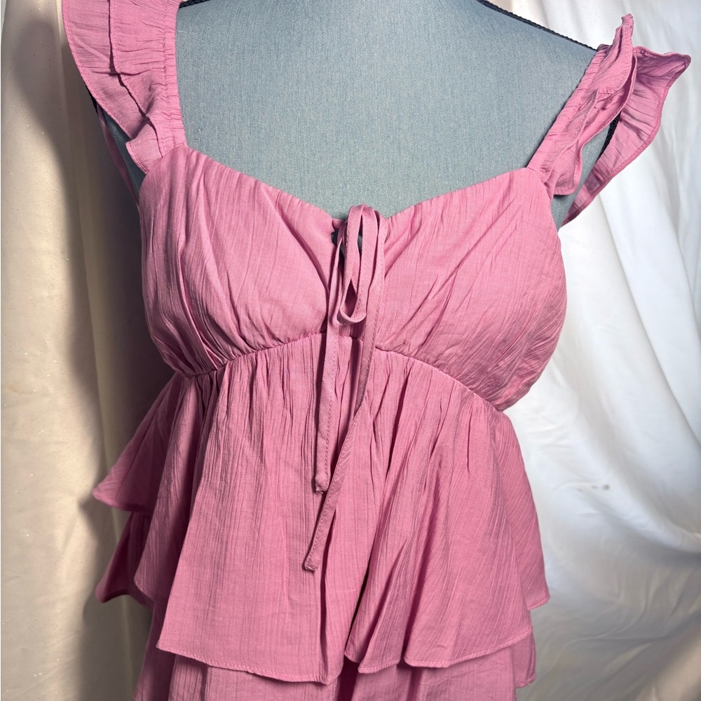 New In Medium Pink Ruffled Sleeveless Top